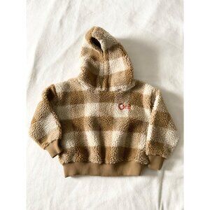 NWOT OII SWEDISH Teddy Hoodie Lasse Tapenade Check brown beige 94-104 cm 3-4t 4y